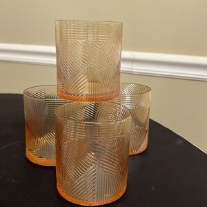 MyGift Deluxe Embossed Vintage Amber Glass Whiskey Double Old Fashion Glasses